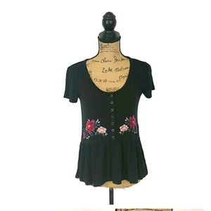 AE Embroidered Peplum Top